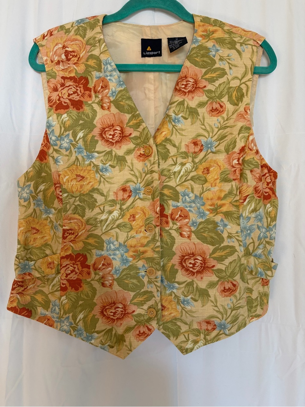 Vintage Liz Claiborne floral vest size 12,